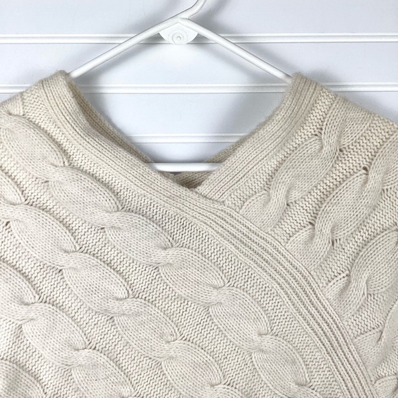 Express Design Studio Cream 100% Cashmere Cable Knit Poncho Wrap Size O/ S - Picture 3 of 12